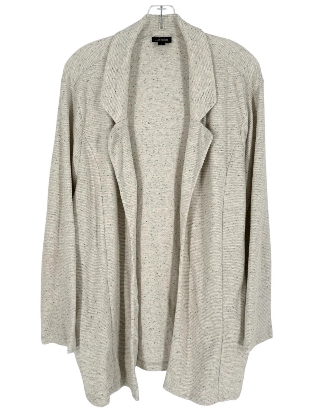 J Jill Wearever Open Cardigan Womens Size 2X Ivory Gray Textured Knit Blazer